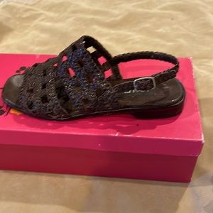 Vaneli expresso brown woven leather sandals 5.5M